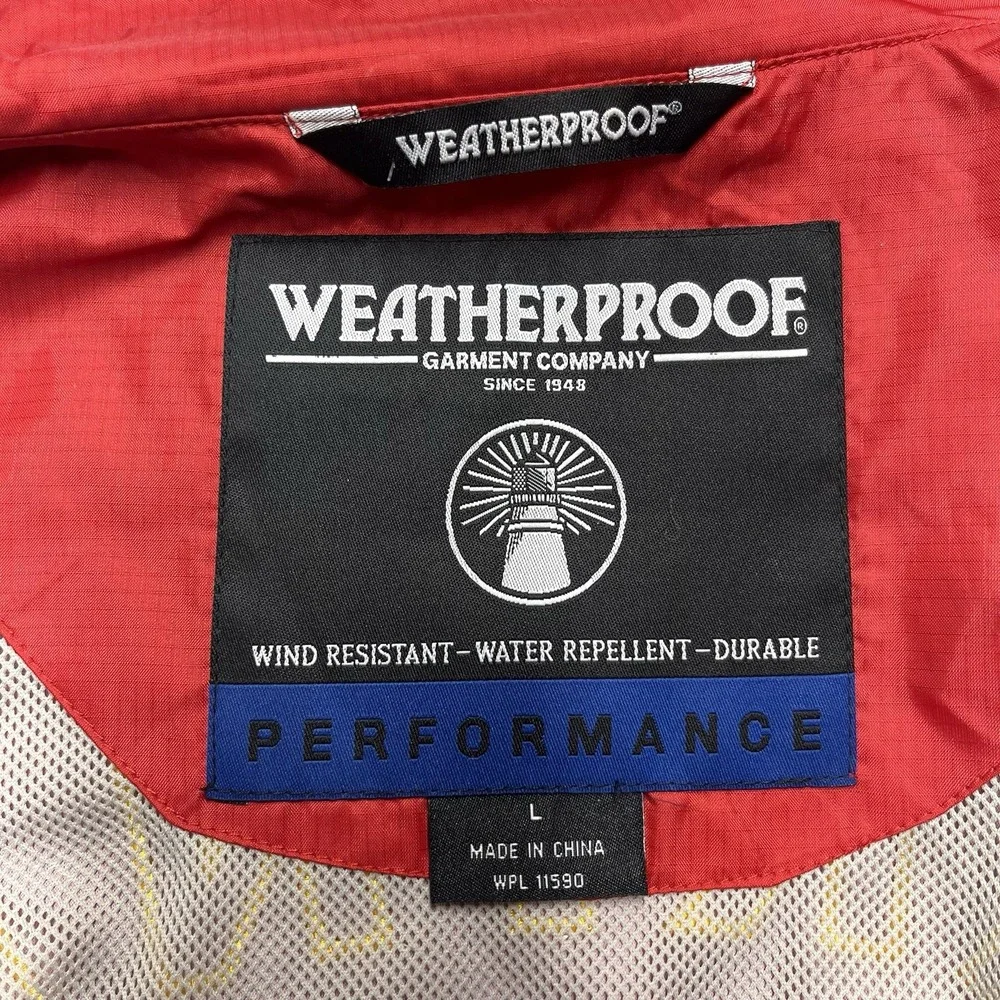 Vintage Weatherproof Mens Red US Marines Zip Down Windbreaker Jacket Size Large - Picture 2 of 11